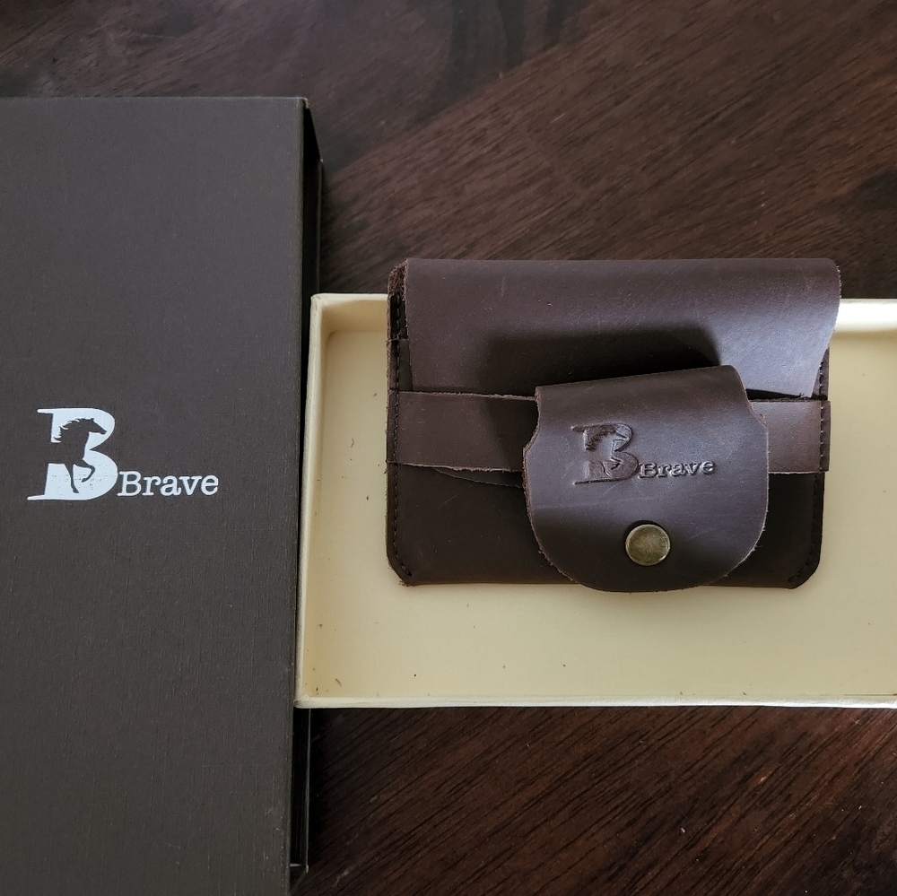 Brave Men's Italian Leather Slim Minimalist Wallet - New in BOX